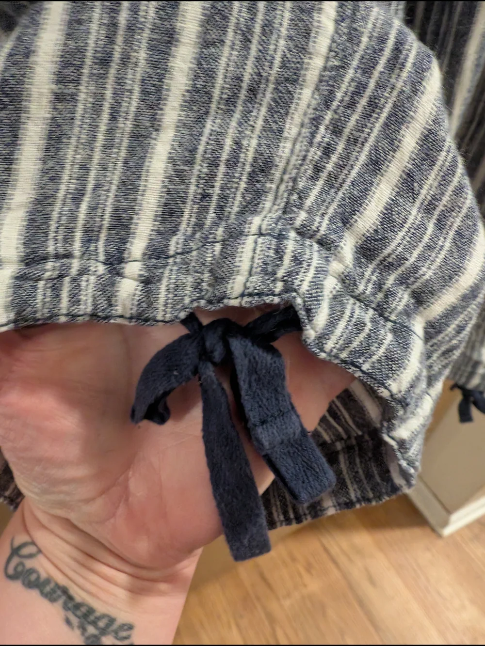 Lane Bryant 22/24 Navy and White Striped Linen Blend Pants